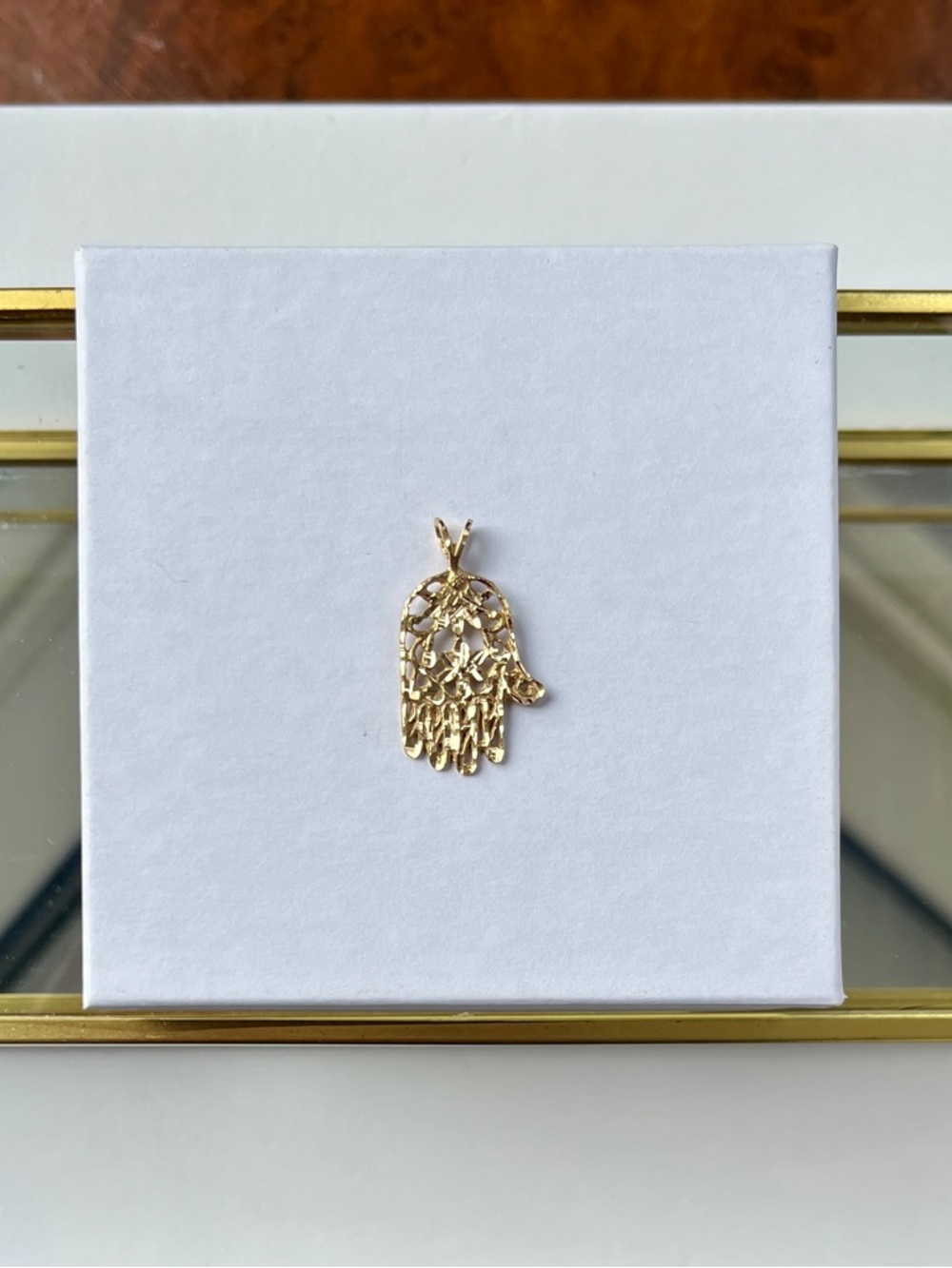 10k Yellow Gold Hamsa Hand Pendant